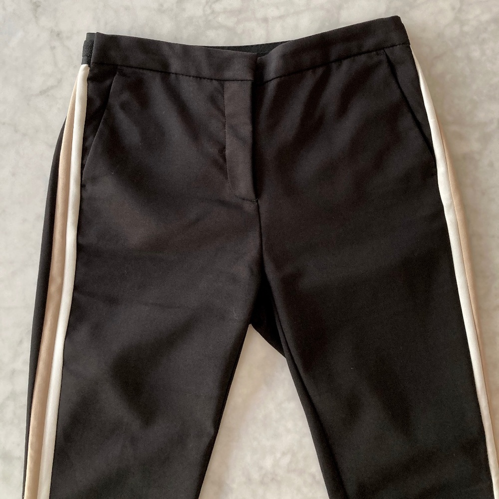 Zara Black Skinny Pants with Cream Stripes - Picture 2 of 5